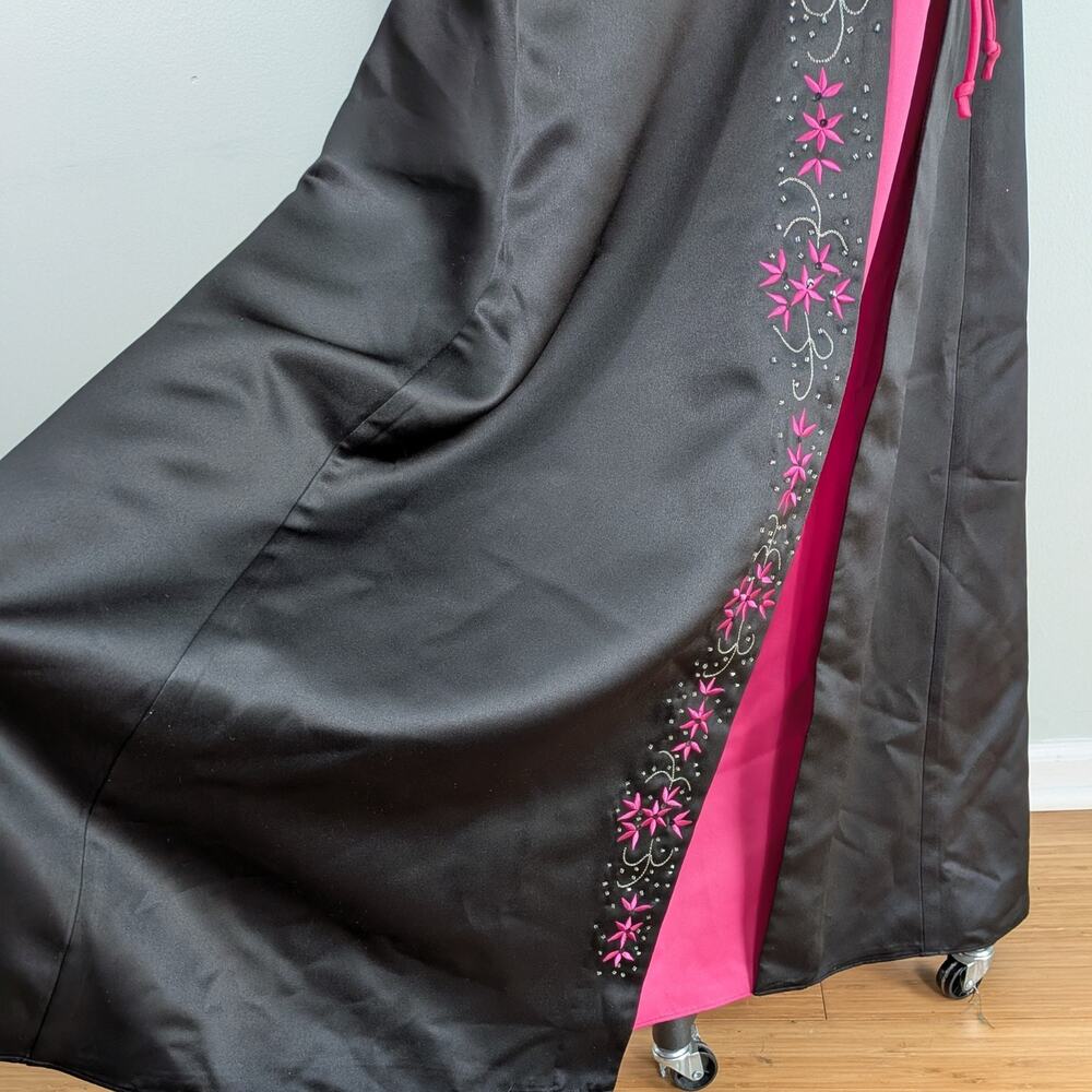 Vintage Morgan Co Prom Dress Maxi Gown 4 Pink Black Y2K Floral Corset Princess - Picture 6 of 14